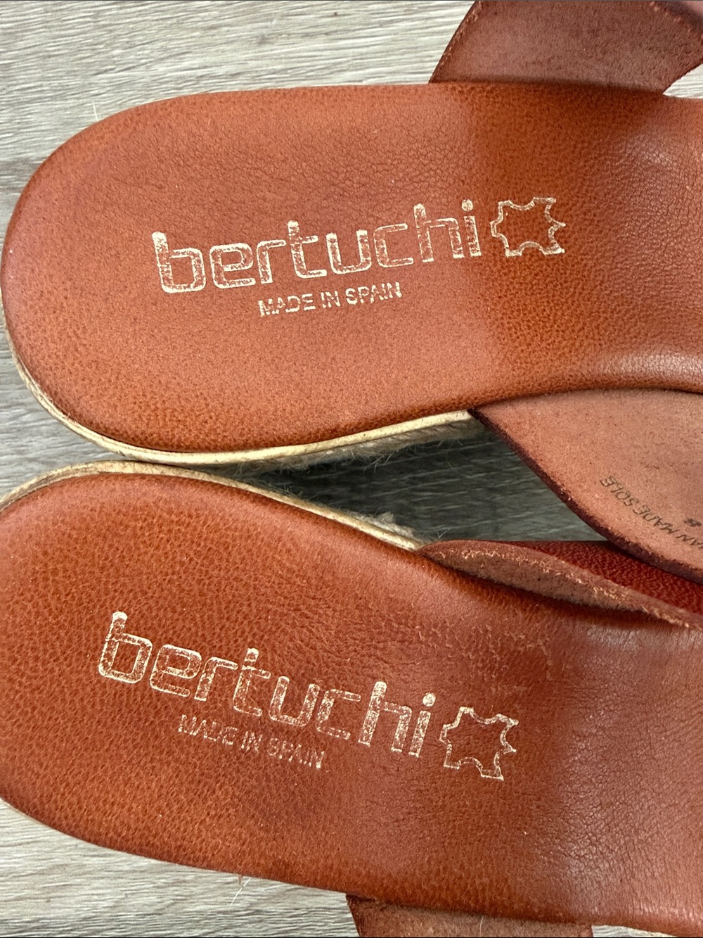 Women's Brown Leather Platform Slide Sandals - Picture 4 of 6